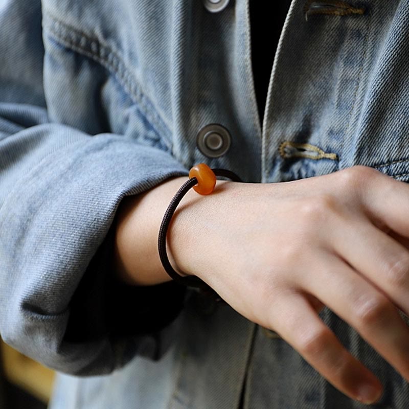 925 Sterling Silver Chinese Zodiac Natal Buddha Natural Amber Clear Anxiety Bracelet - Image 4