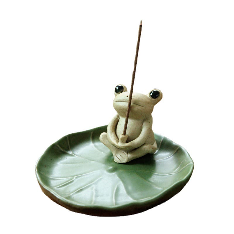 Handmade Ceramic Stick Frog Incense Burner Decoration - Image 5
