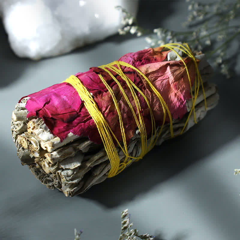 Red Rose Forget-me-not Colorful Daisy Smudge Stick for Home Cleansing Incense Healing Meditation Smudge Sticks Rituals - Image 7