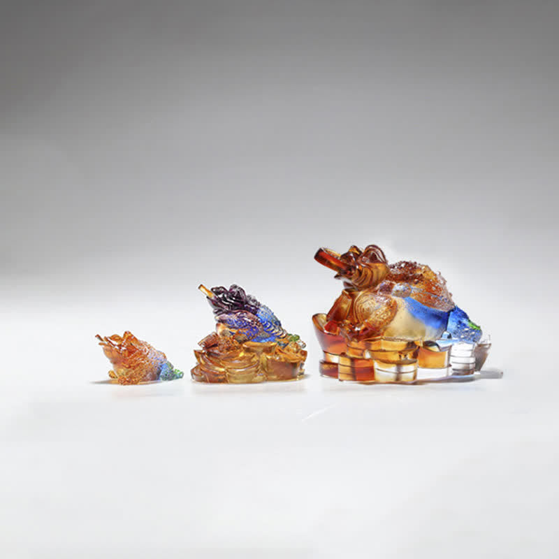Feng Shui Frog Handmade Liuli Crystal Art Piece Wealth Home Office Decoration - Image 19