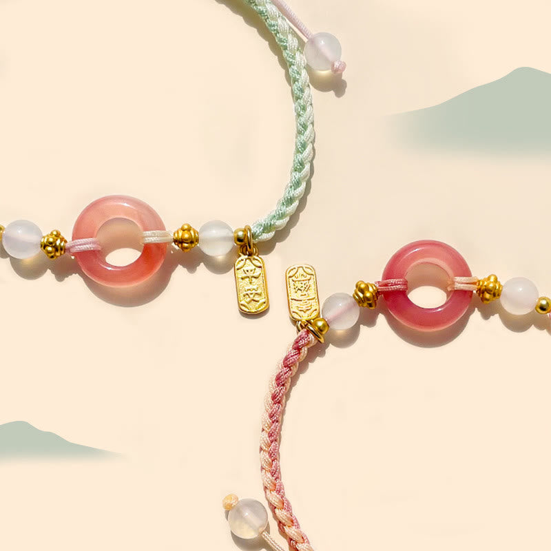 Peace And Joy Agate Peace Buckle Auspicious Handmade Braided Bracelet - Image 3
