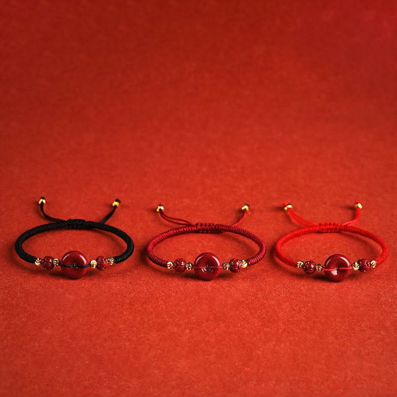 Handmade Lotus Cinnabar Peace Buckle Blessing Braid Bracelet - Image 20