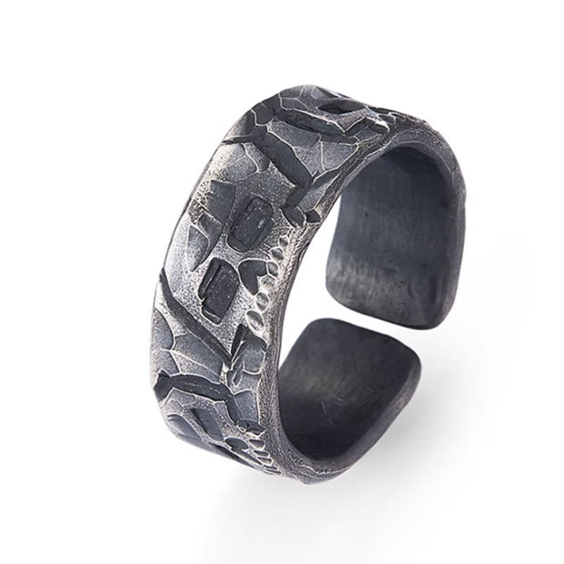 999 Sterling Silver Skeleton Pattern Handmade Blessing Ring - Image 3