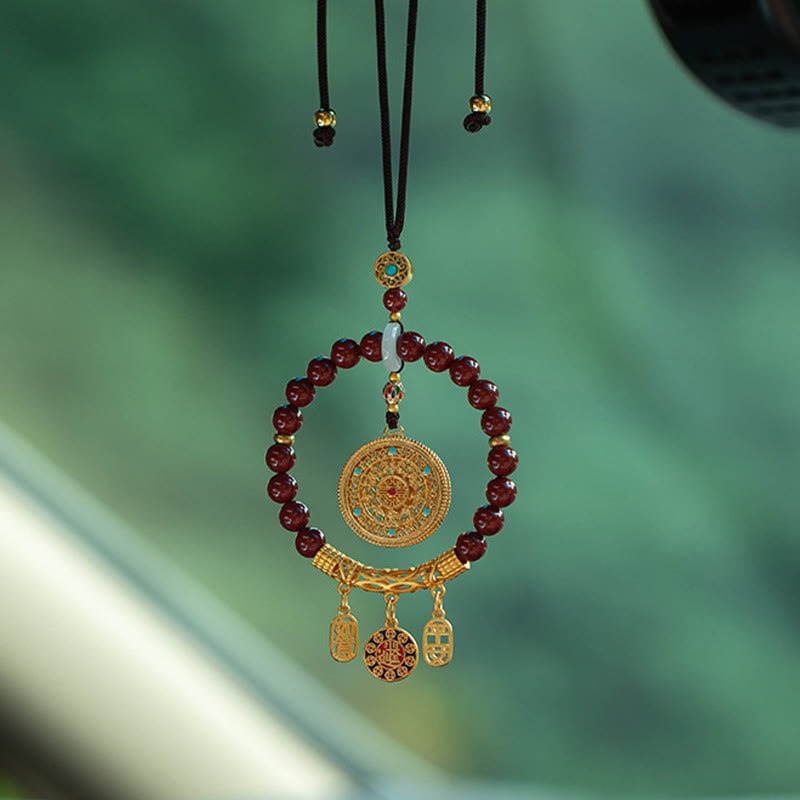 Natural Cinnabar Wish Ruyi Peace Blessing Car Hanging Decoration