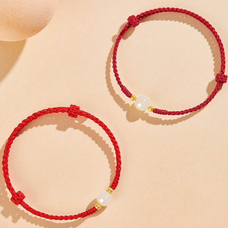 Handcrafted Round Jade Lucky Bead Prosperity Braided Bracelet - Image 20