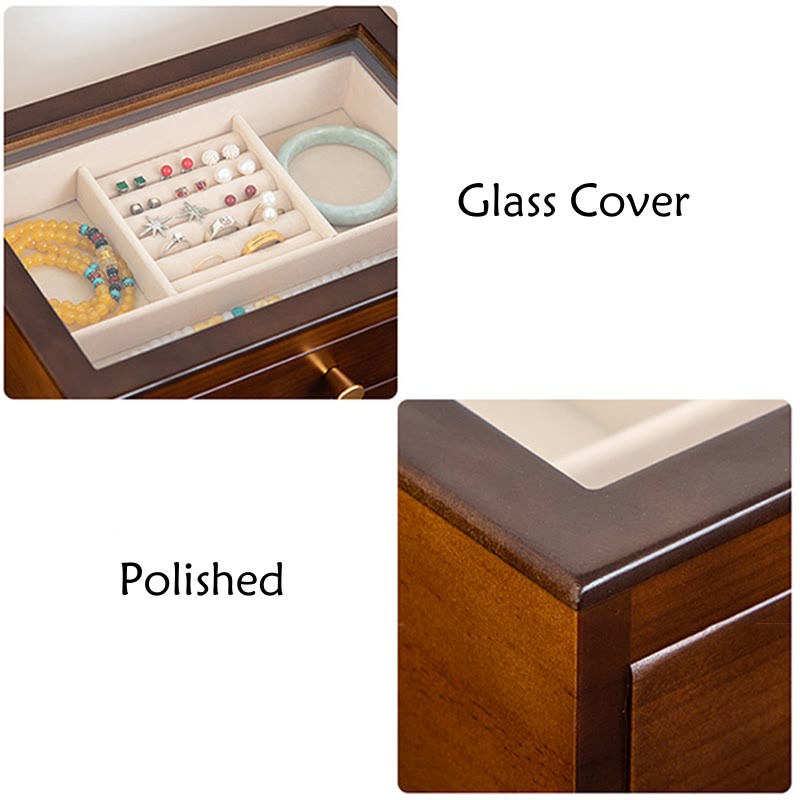 Retro Solid Wood Jewelry Box Jewelry Storage Box With Drawer - Image 24