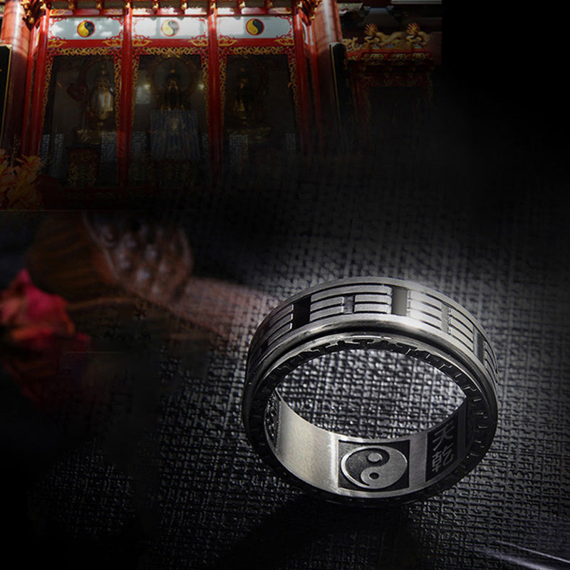 Bagua Yin Yang Titanium Steel Balance Rotatable Ring - Image 6