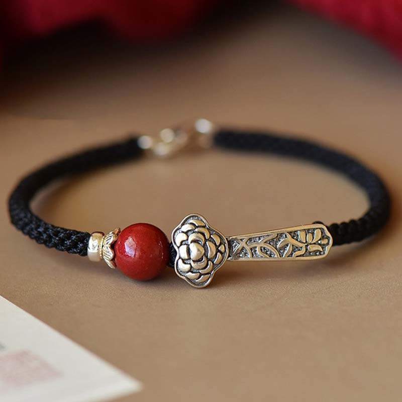 925 Sterling Silver Cinnabar Blessing String Bracelet - Image 5