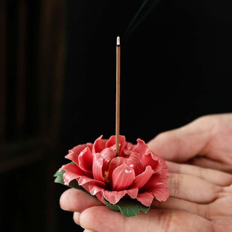 Tibetan Lotus Blessing Ceramic Stick Incense Burner Decoration - Image 13