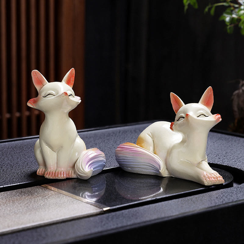Color Changing Small Cute Fox Tea Pet Resin Home Figurine Decoration