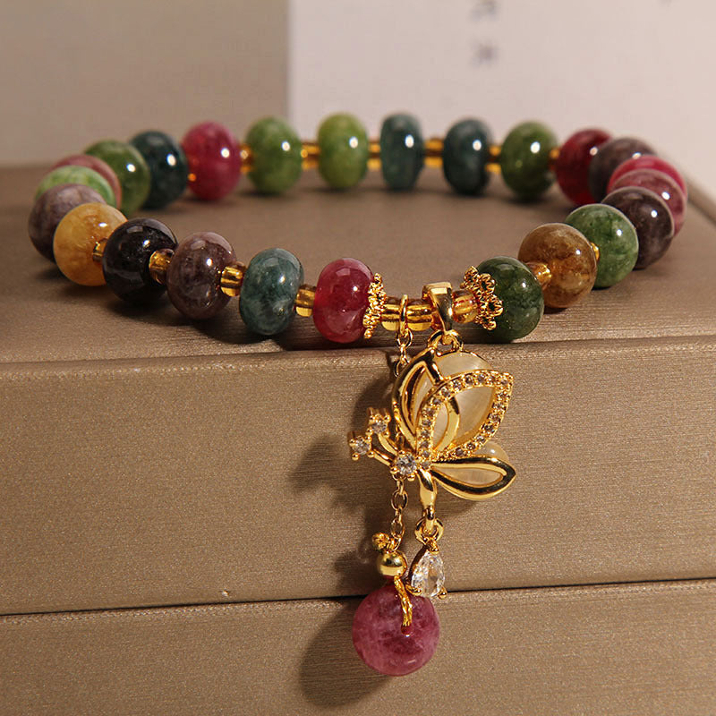 Colorful Tourmaline Butterfly Charm Wisdom Bracelet - Image 6