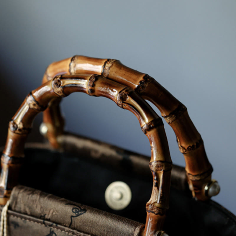 Bamboo Leaves Butterfly Koi Fish Bamboo Handles Handbag - Image 21