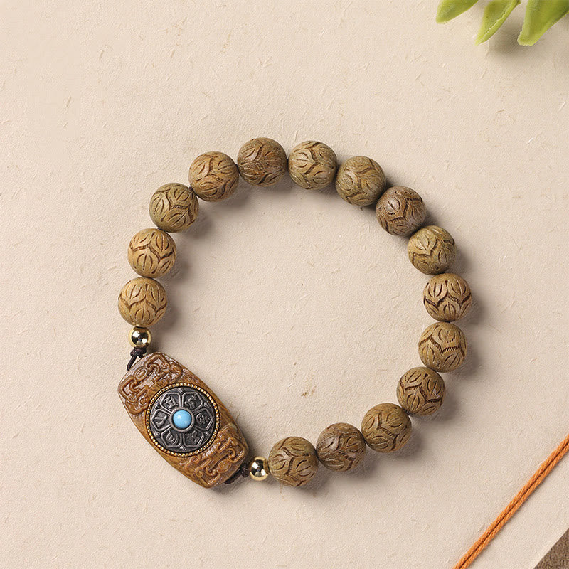 Green Sandalwood Ebony Wood Sandalwood Om Mani Padme Hum Soothing Bracelet