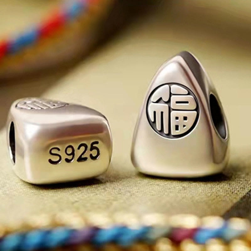 925 Sterling Silver Fu Character Zongzi Pattern Multicolored String Luck Handmade Braided Bracelet - Image 5