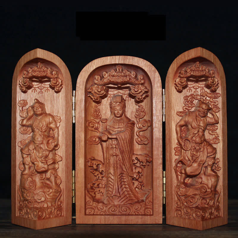 Avalokitesvara Kwan Yin Buddha Cherry Wood Compassion Home Decoration Altar - Image 11