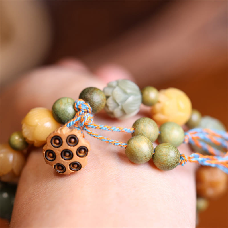 Bodhi Seed Lotus Green Sandalwood Wisdom Harmony Bracelet - Image 9