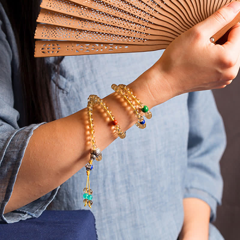 925 Sterling Silver 108 Mala Beads Natural Citrine Red Agate Amber Pleasure Charm Bracelet - Image 17