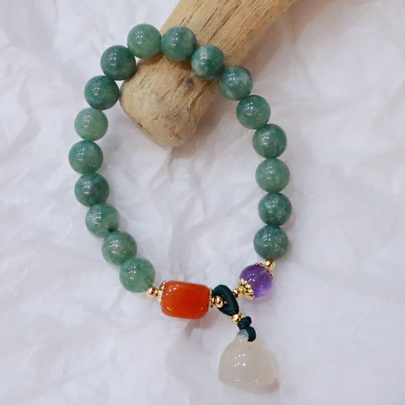 Cyan Jade Lotus Pumpkin Wish Peace Buckle Amethyst Crystal Healing Bracelet - Image 4