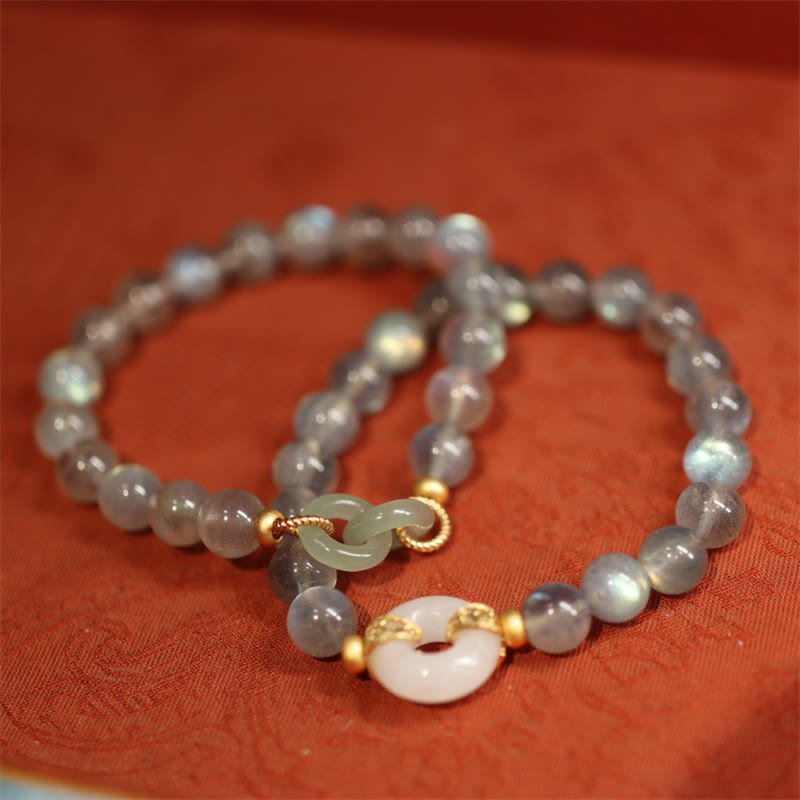 Natural Moonstone Heitan Jade Peace Buckle Healing Bracelet - Image 8