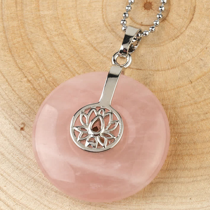 Various Crystal Amethyst Pink Crystal Lotus Healing Necklace Pendant - Image 9