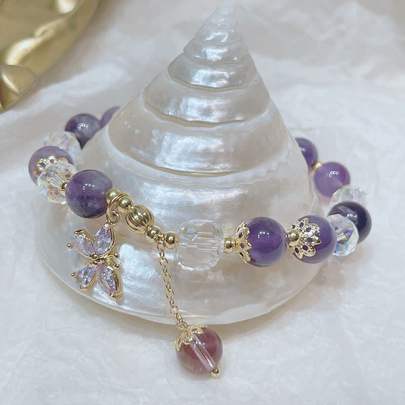 Natural Amethyst Crystal Spiritual Butterfly Charm Bracelet - Image 7