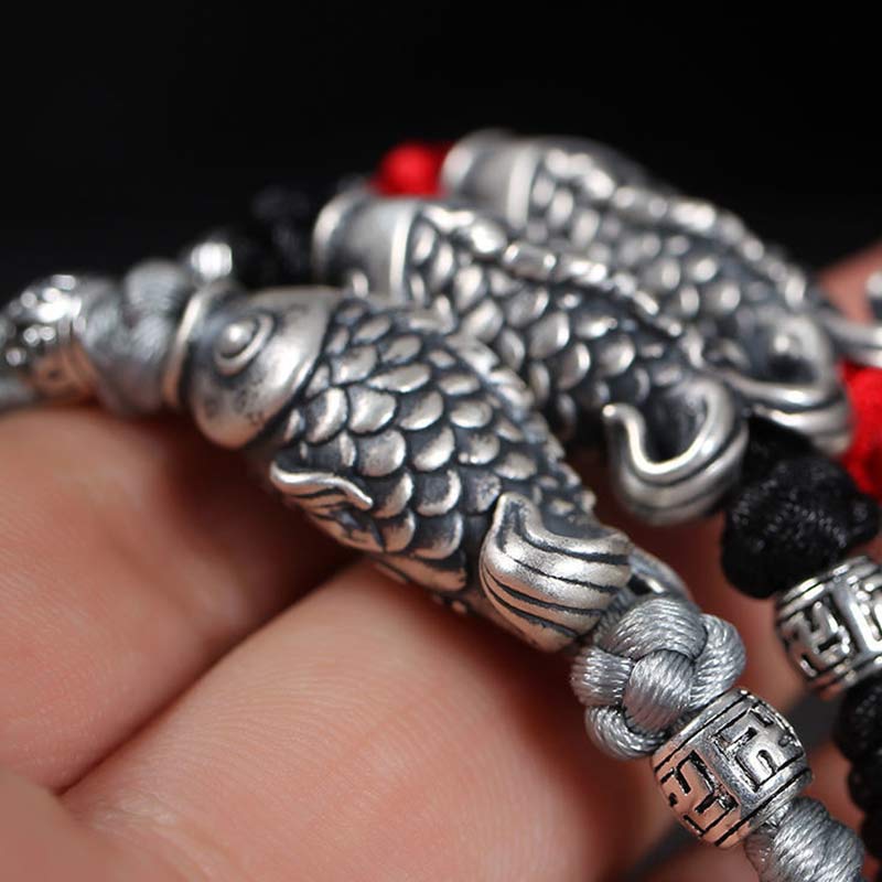 Silver Luck Koi Fish Braided String Bracelet - Image 10