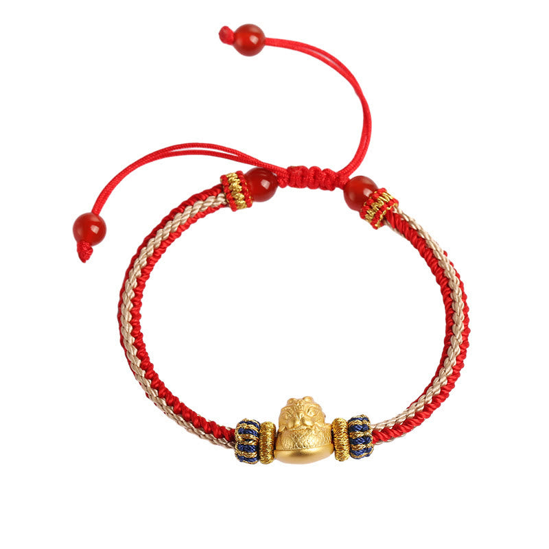 925 Sterling Silver Baby Dragon Luck Strength Handmade Braided Bracelet - Image 7