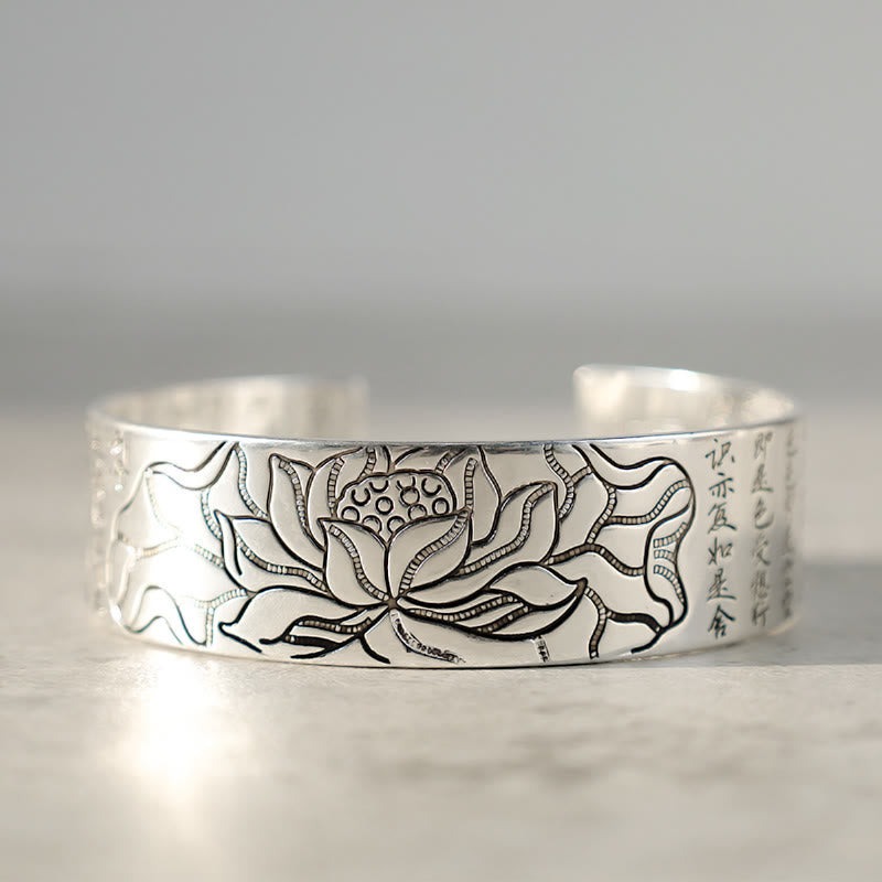 Tibetan Lotus White Copper Luck Bracelet - Image 4