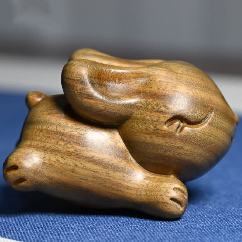 Green Sandalwood Small Mini Cute Rabbit Bunny Peace Decorations - Image 11