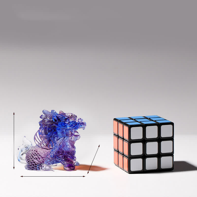 Feng Shui Kirin Handmade Liuli Crystal Art Piece Home Office Decoration - Image 4