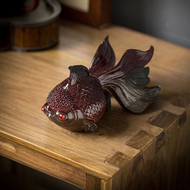 Color Changing Koi Fish Resin Tea Pet Wealth Home Figurine Decoration - Image 5