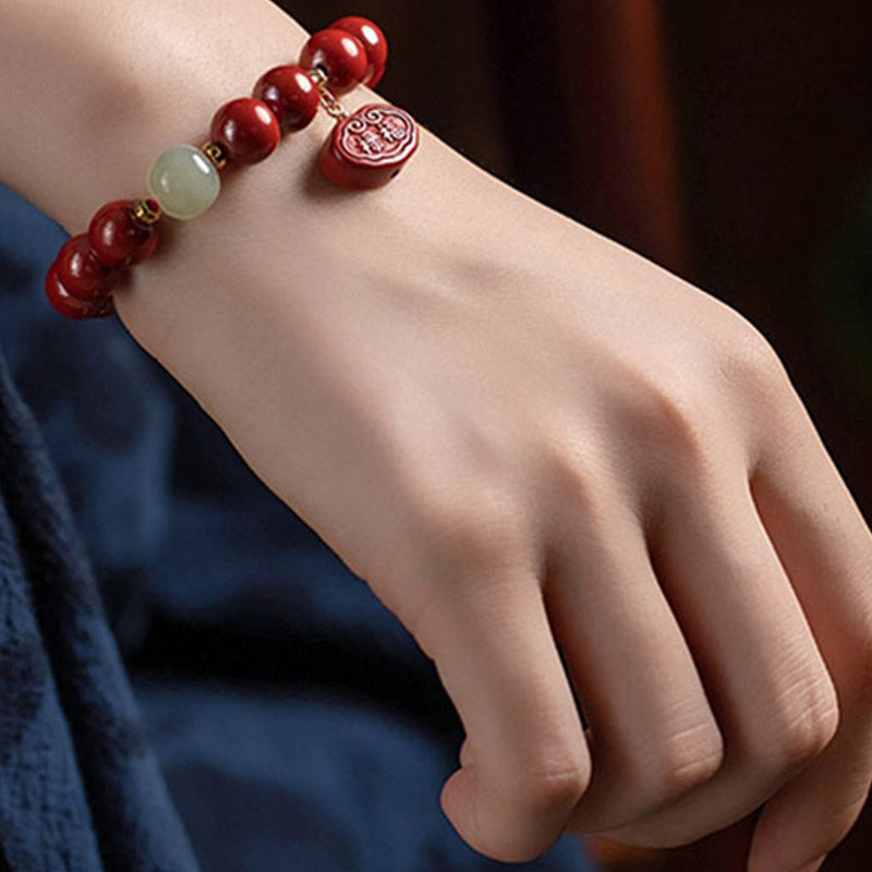 Cinnabar Jade Healing Protection Charm Bracelet - Image 4