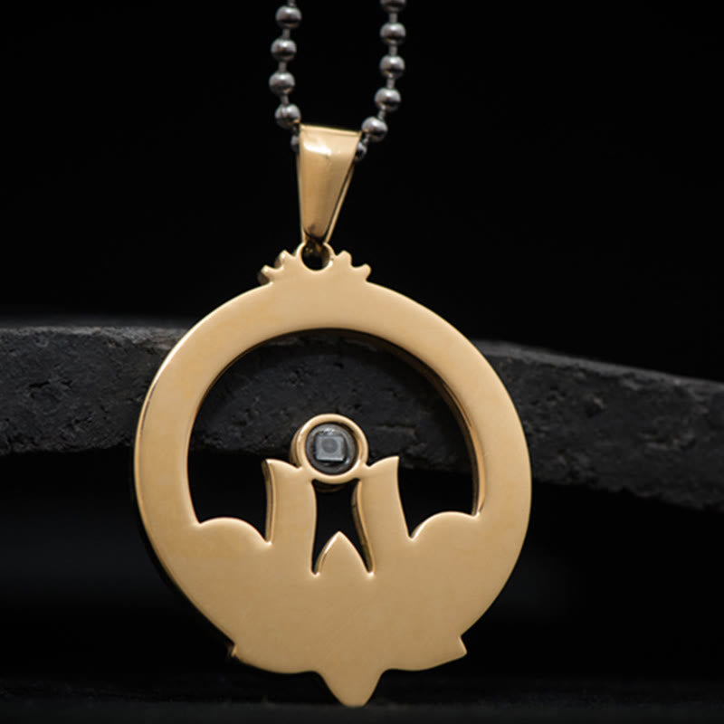 Lotus Titanium Steel Enlightenment Projection Shurangama Mantra Necklace Pendant - Image 15