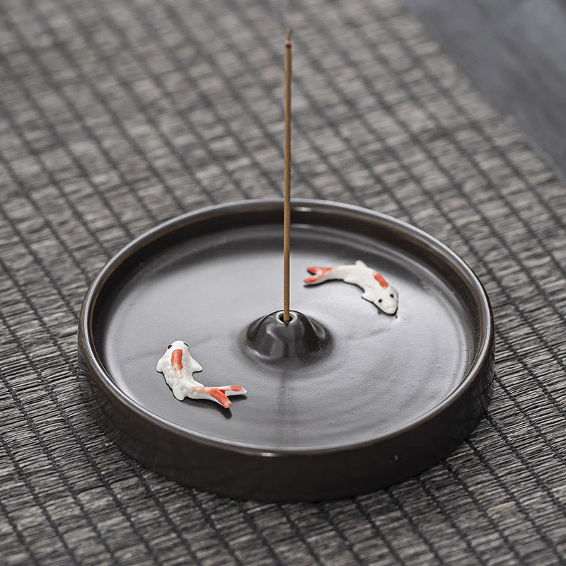 Koi Fish Pattern Spiritual Healing Ceramic Incense Stick Burner Decoration - Image 8