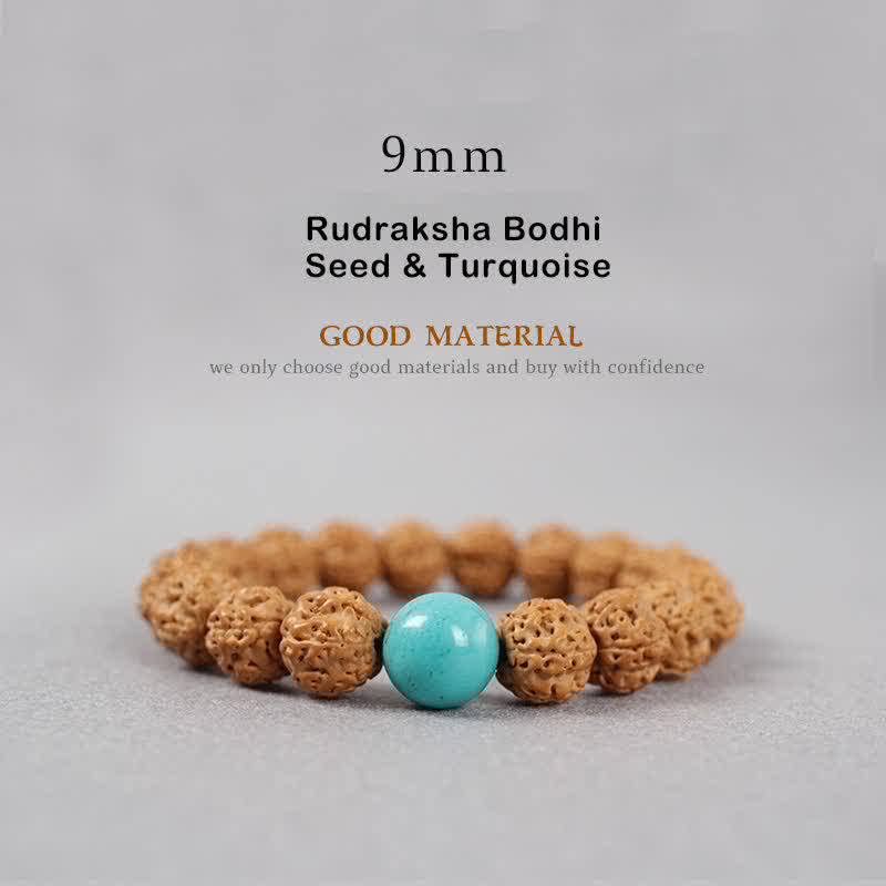 Tibet Rudraksha Bodhi Seed Dzi Bead Amber Turquoise Wealth Bracelet - Image 7