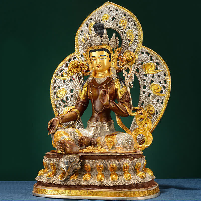 Bodhisattva Green Tara Hope Copper Statue Decoration - Image 5