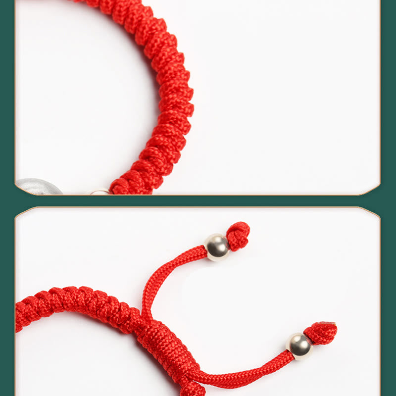 999 Sterling Silver Apple Red Multicolored Rope Luck Protection Handcrafted Kids Bracelet - Image 12
