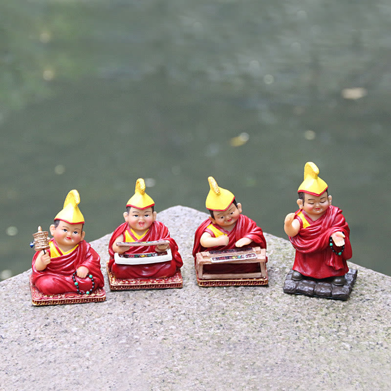 Hand Painted Tibetan Lama Figures Carved Creative Home Office Car Decoration Ornament - Image 16