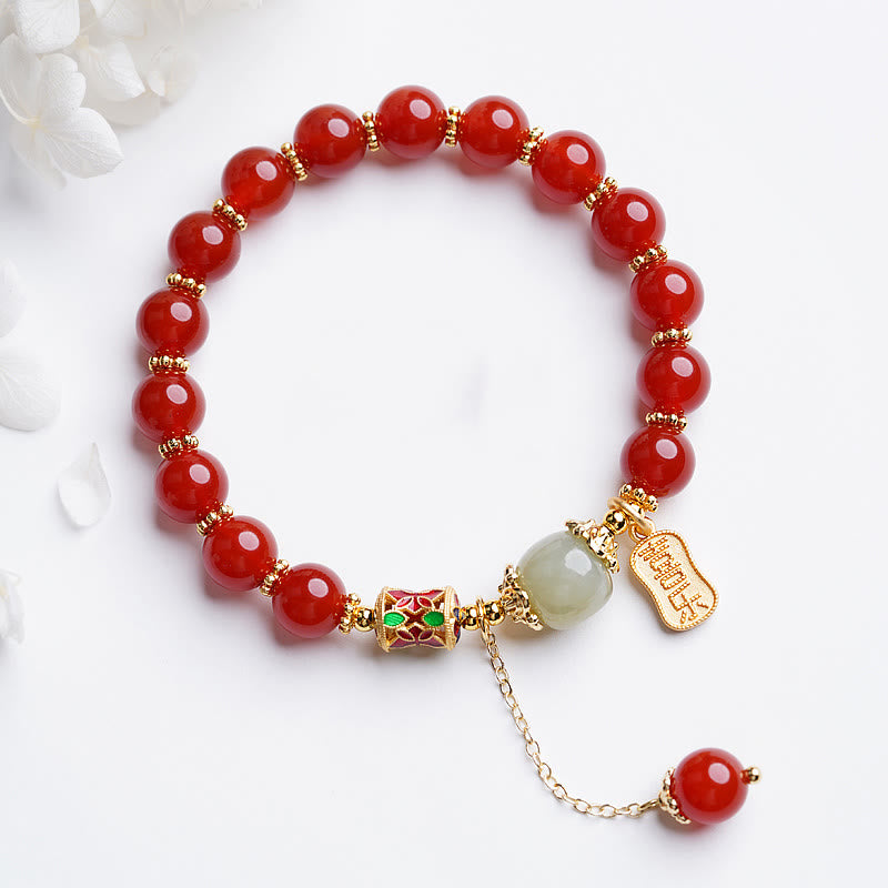 Natural Red Agate Hetian Jade Fu Character Confidence Charm Bracelet (Extra 30% Off | USE CODE: FS30) - Image 11