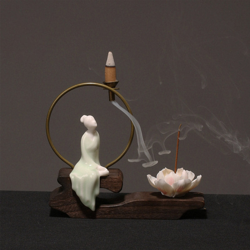 Ceramic Lotus Healing Meditation Incense Burner Decoration - Image 13