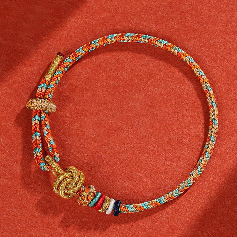 Handmade Dunhuang Colorful Rope Protection Braid String Bracelet - Image 3