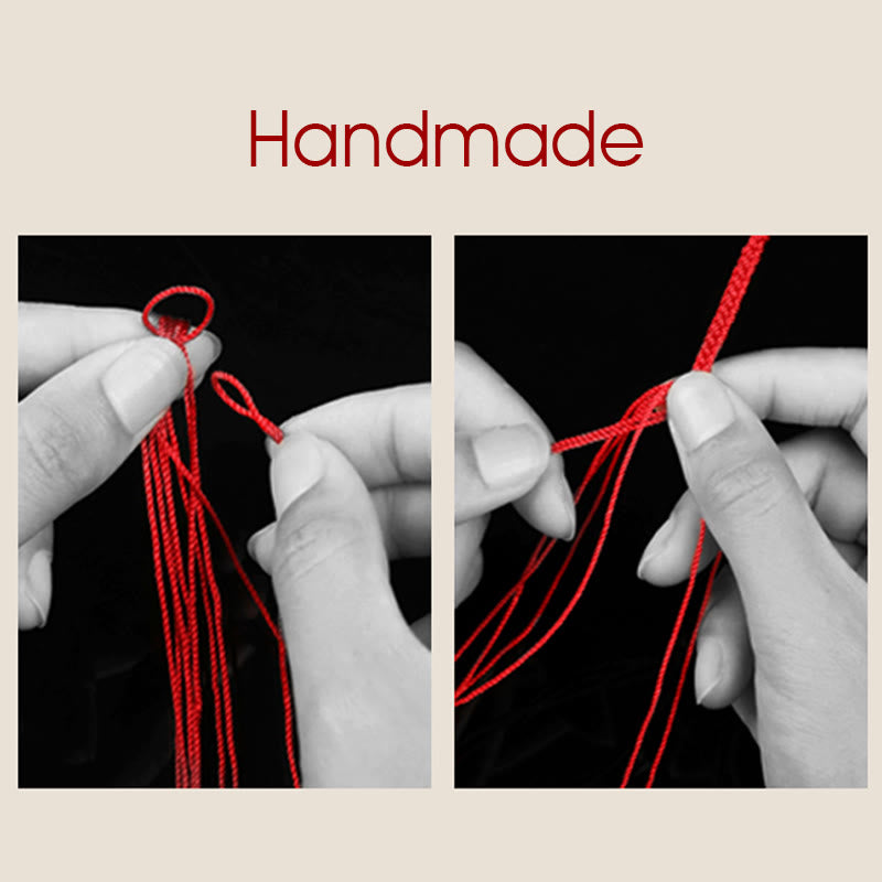 999 Gold Bead Handmade Four Thread Wishful Knots Braided Protection Bracelet - Image 14