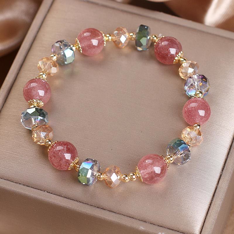 Natural Strawberry Quartz Colorful Crystal Positive Bracelet - Image 4