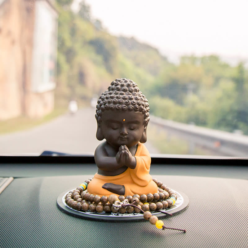 Small Buddha Serenity Purple Clay Home Desk Decoration - Image 21
