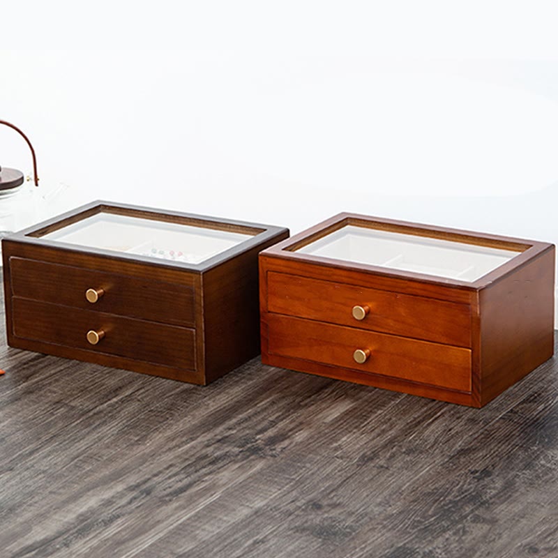 Retro Solid Wood Jewelry Box Jewelry Storage Box With Drawer - Image 15