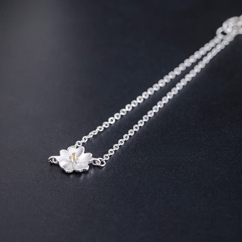 925 Sterling Silver Cherry Blossom Blessing Chain Bracelet - Image 5