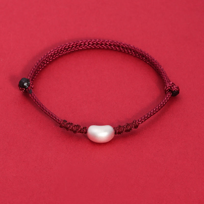 999 Sterling Silver Bean Design Luck Connection Handmade Braided Bracelet - Image 9