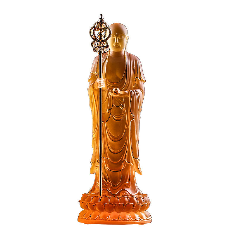 Handmade Ksitigarbha Bodhisattva Figurine Liuli Crystal Art Piece Serenity Statue Home Decoration - Image 13