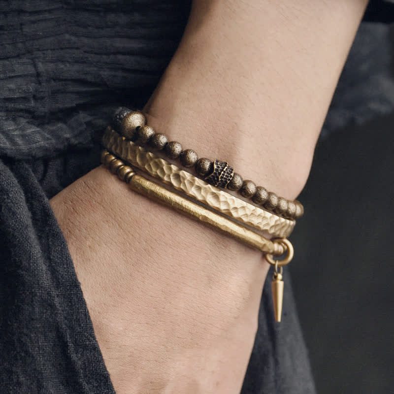 Lava Rock Stone Copper Balance Cuff Bracelet Bangle - Image 3