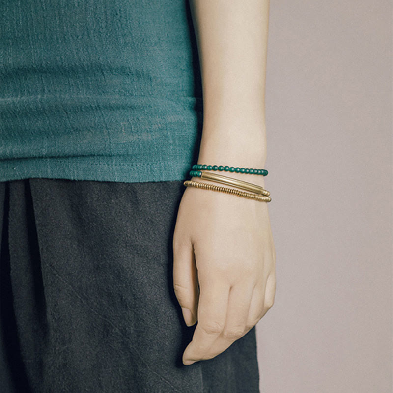 Tibetan Various Agate Stone Copper Protection Triple Wrap Bracelet - Image 13